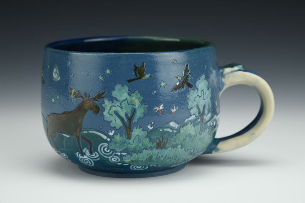 Moose and Yellow-headed Blackbirds Mug