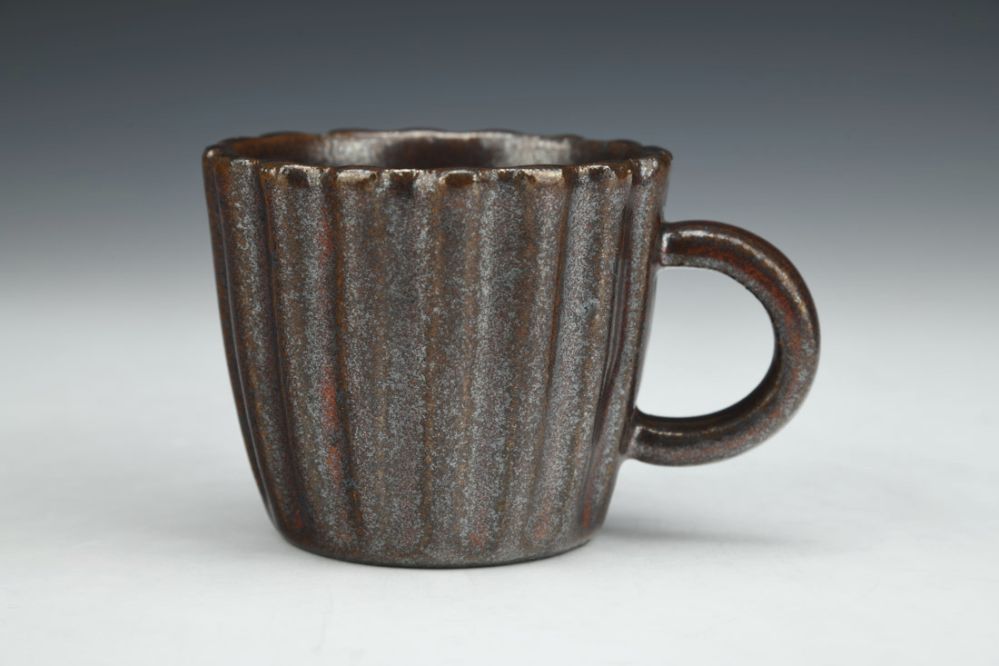 Metallic Maroon Faceted Espresso Mug