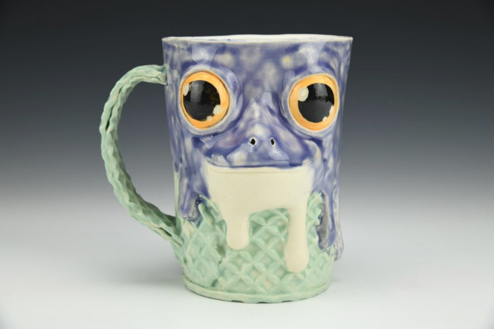 Purple/Teal Frog Ice Cream Mug