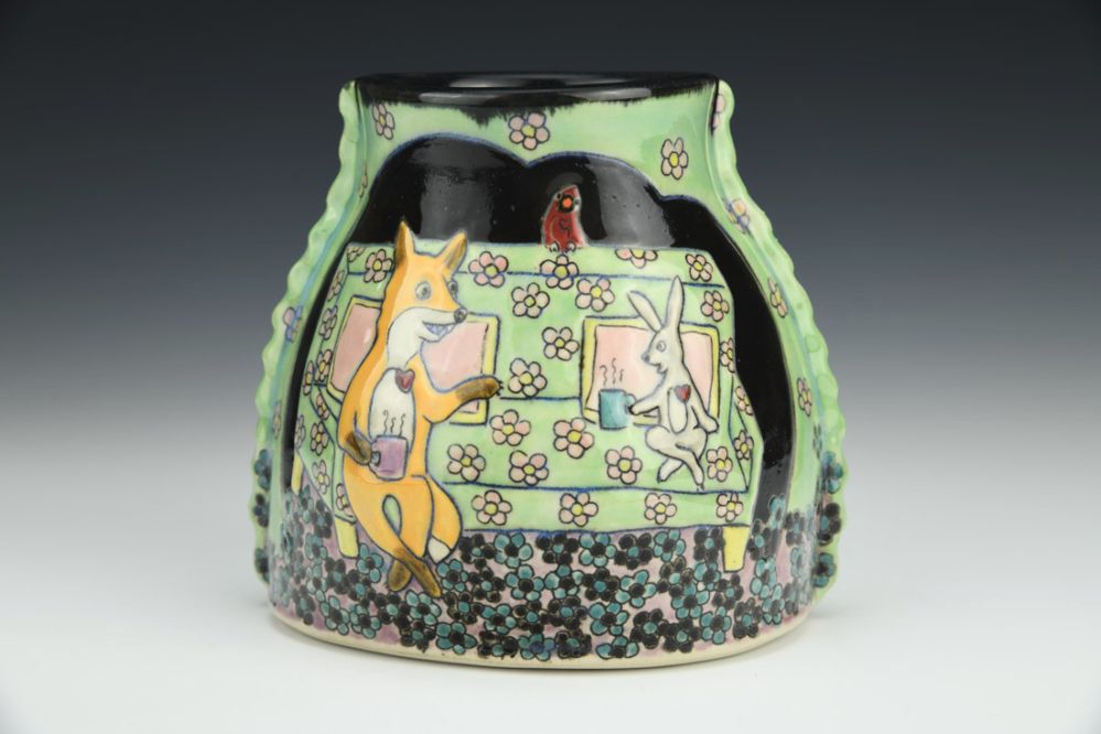 Fox and Bun Coffee Break Vase
