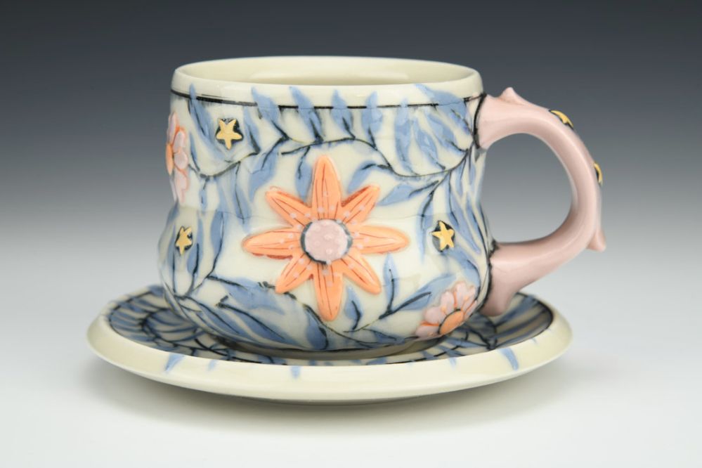 Blue Vines Teacup and Saucer