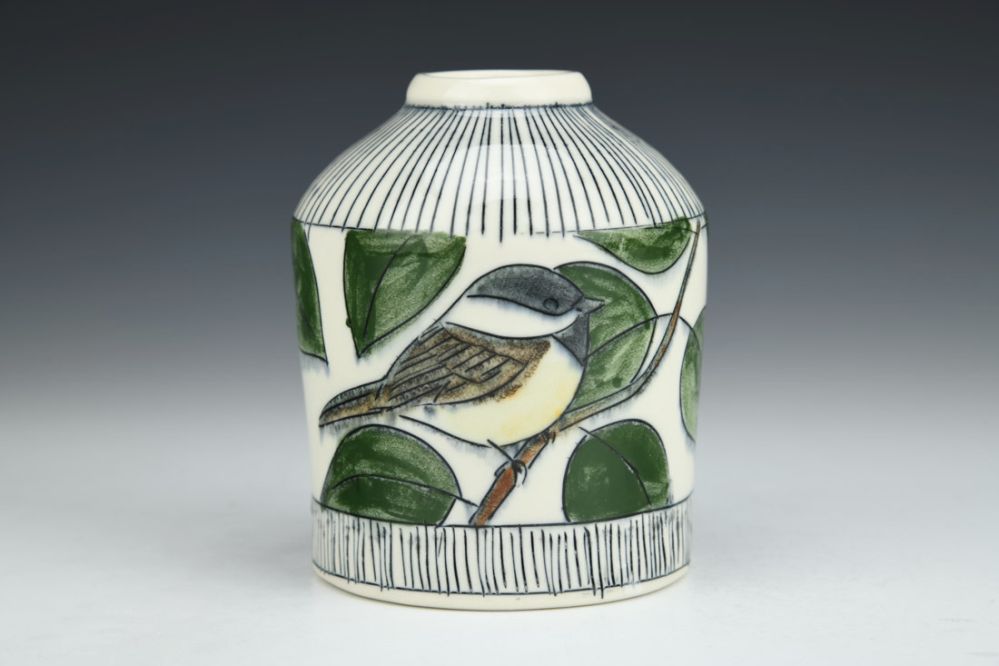 Chickadee Bud Vase