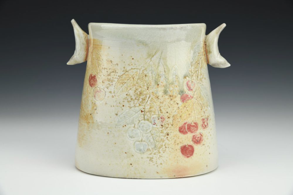 Nuthatch and Cherry Vase