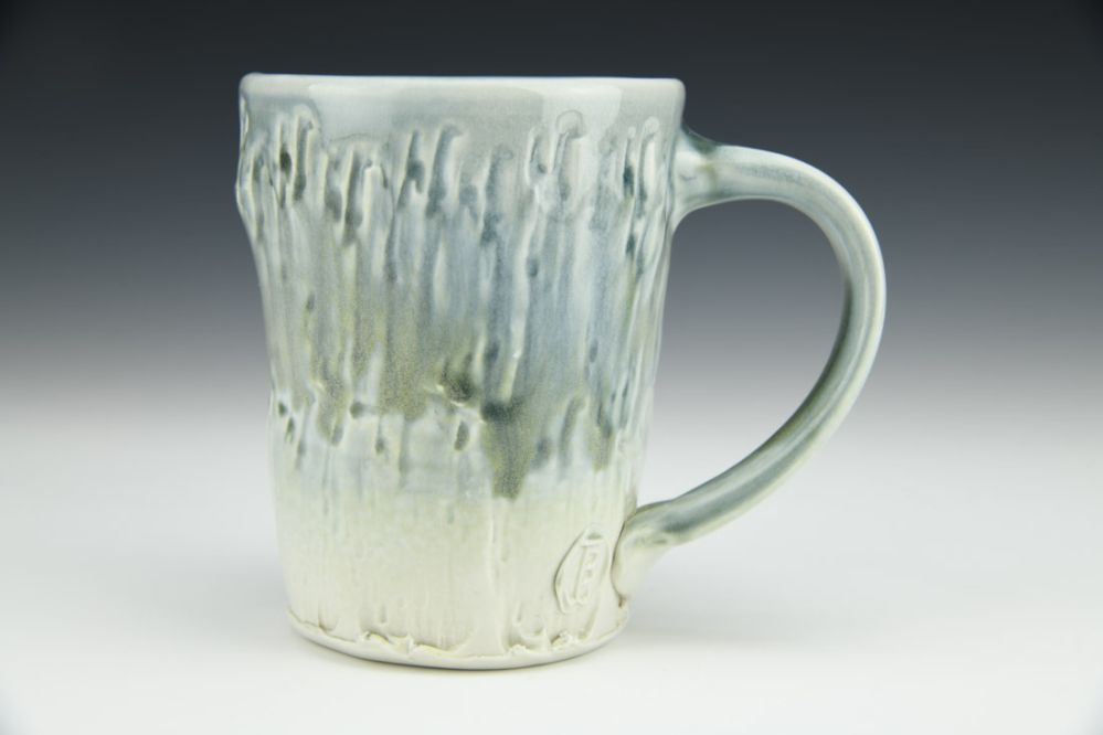 Tall Bark Mug With Light Blue Glaze