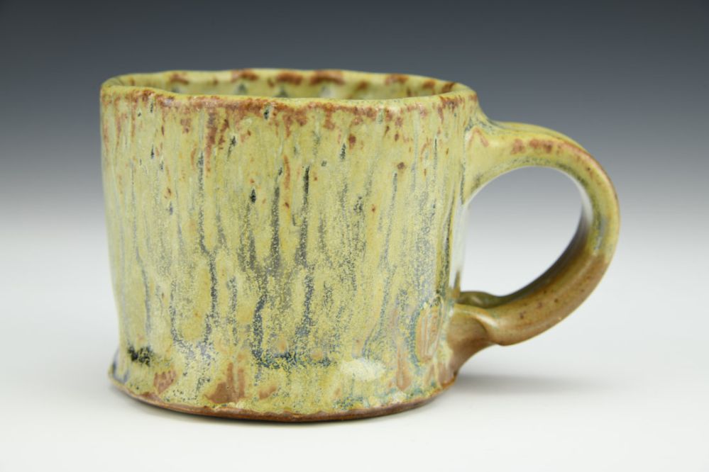 Short Bark Mug With Yellow Moss Glaze