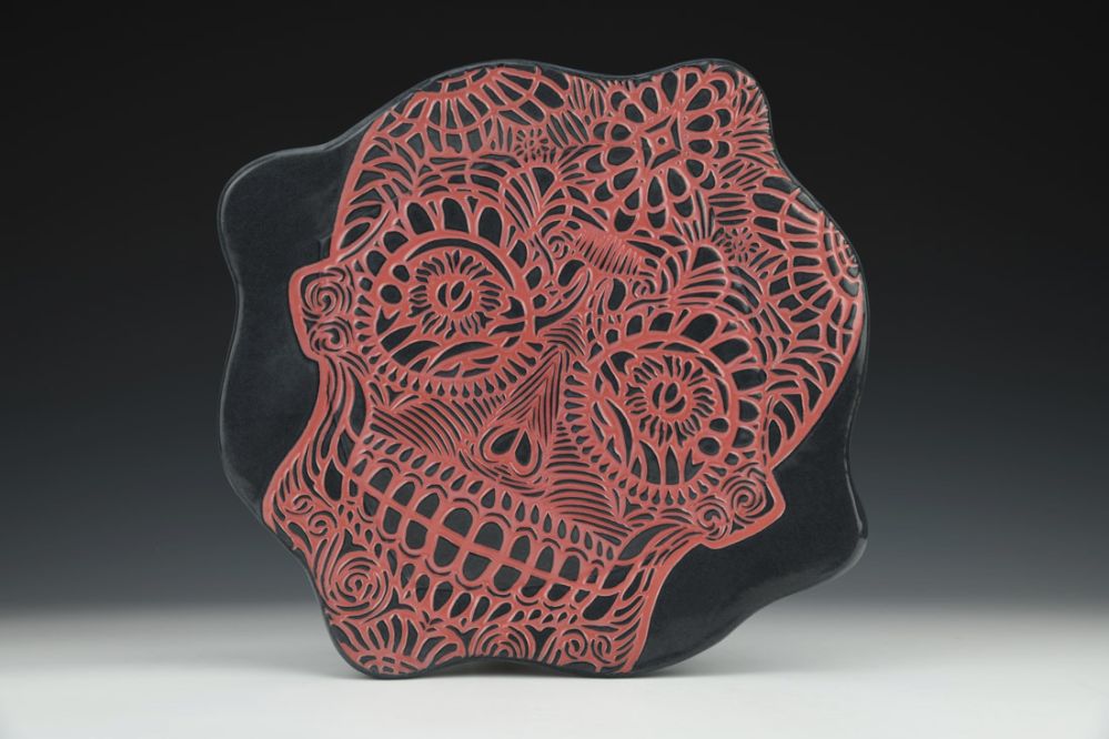 Skull Impression Red and Black Charcuterie Platter