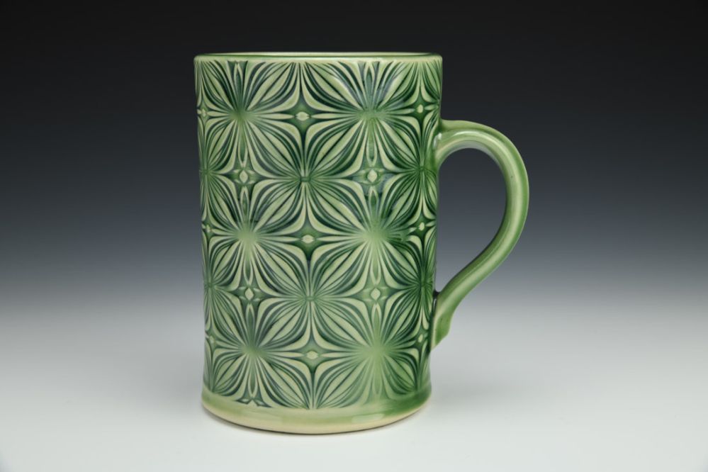Green Celadon Floral Bloom Mug