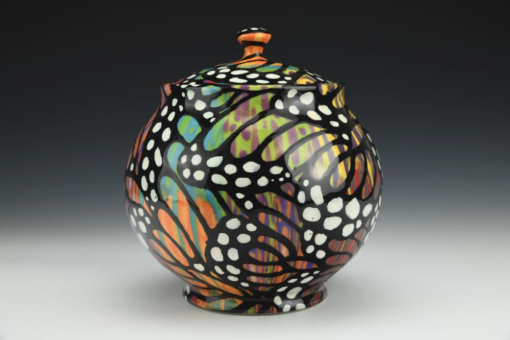 Rainbow Monarch Cookie Jar