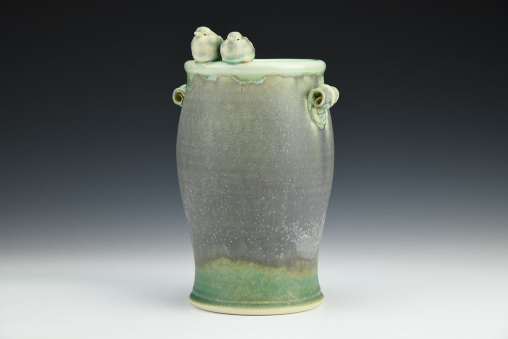 Double Bird Cylinder Vase