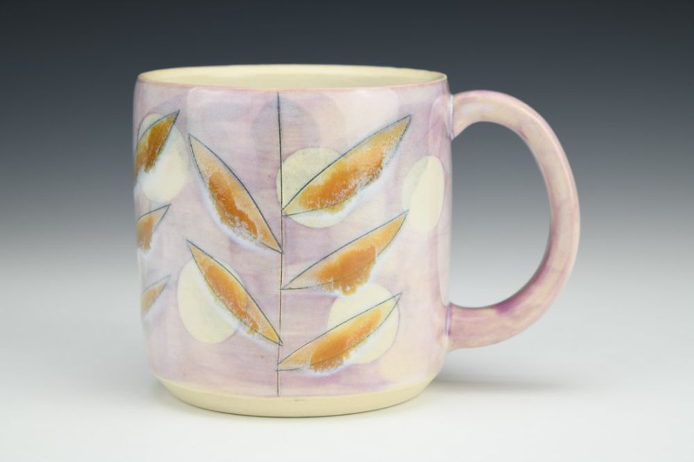 Moon and Leaves in Lavander Mug