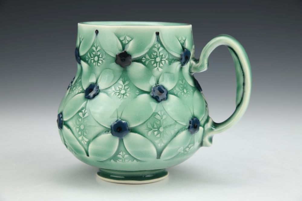 Green Floral Cup