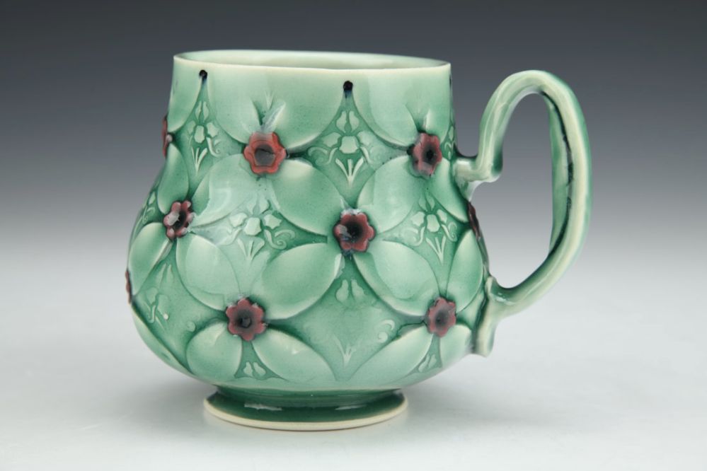 Green Floral Cup