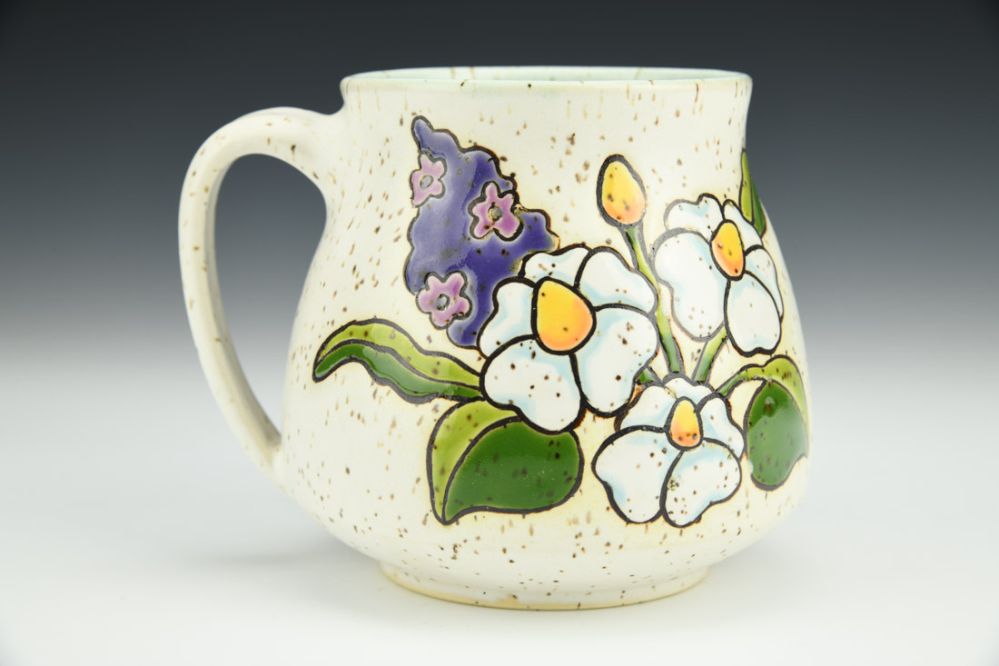 White & Purple Flower Mug
