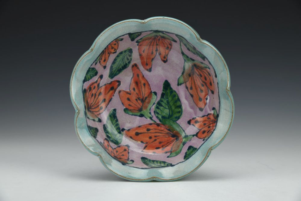 Small Bowl with Purple and Jade