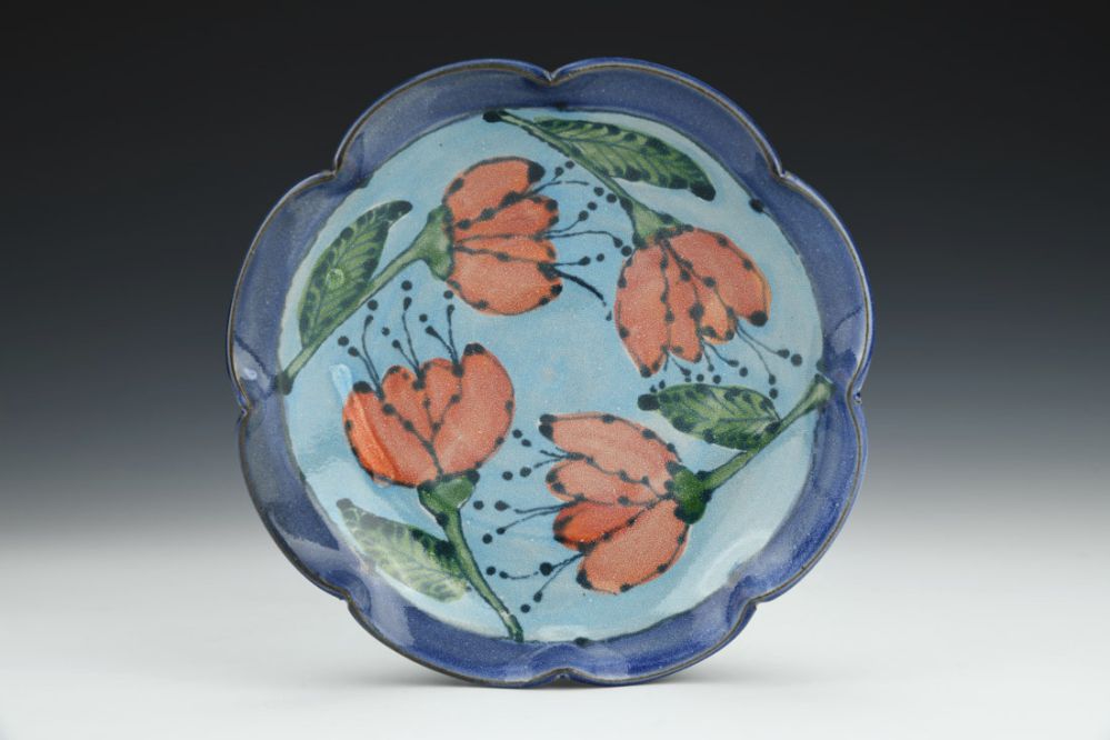 Blue Bowl with Red Tulips