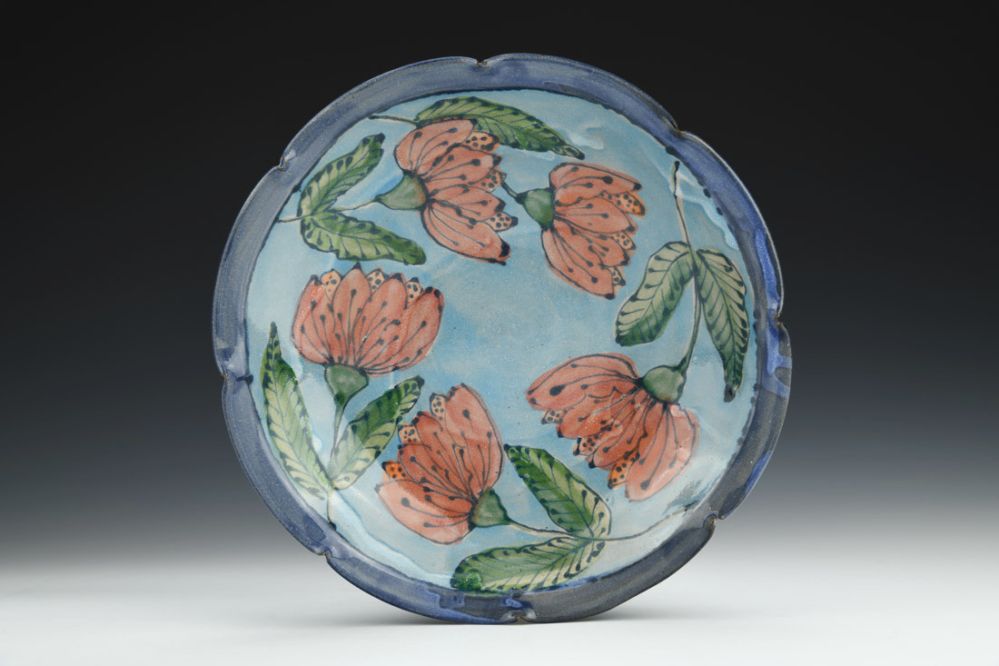 Blue Bowl with Red Carnations