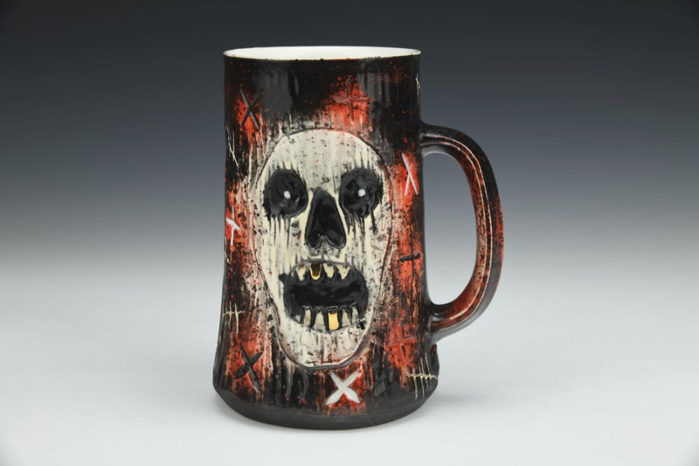 Double Skulls with Gold Teeth Mug