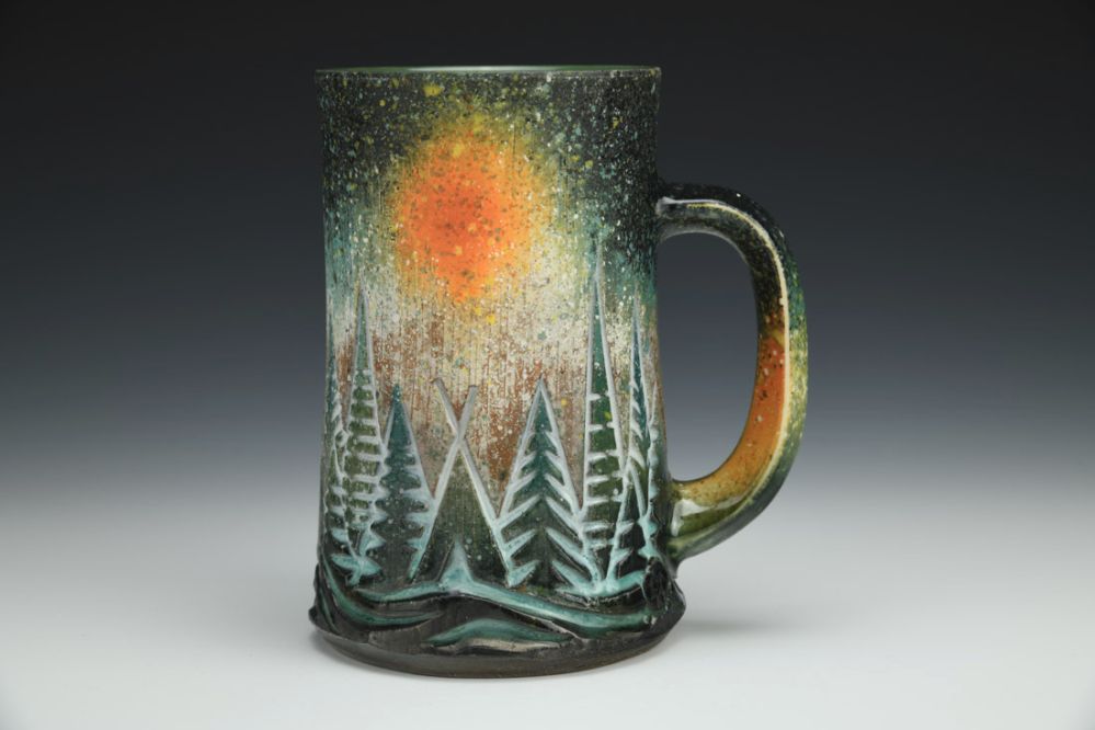 Mountain Forest Mug in Green and Orange