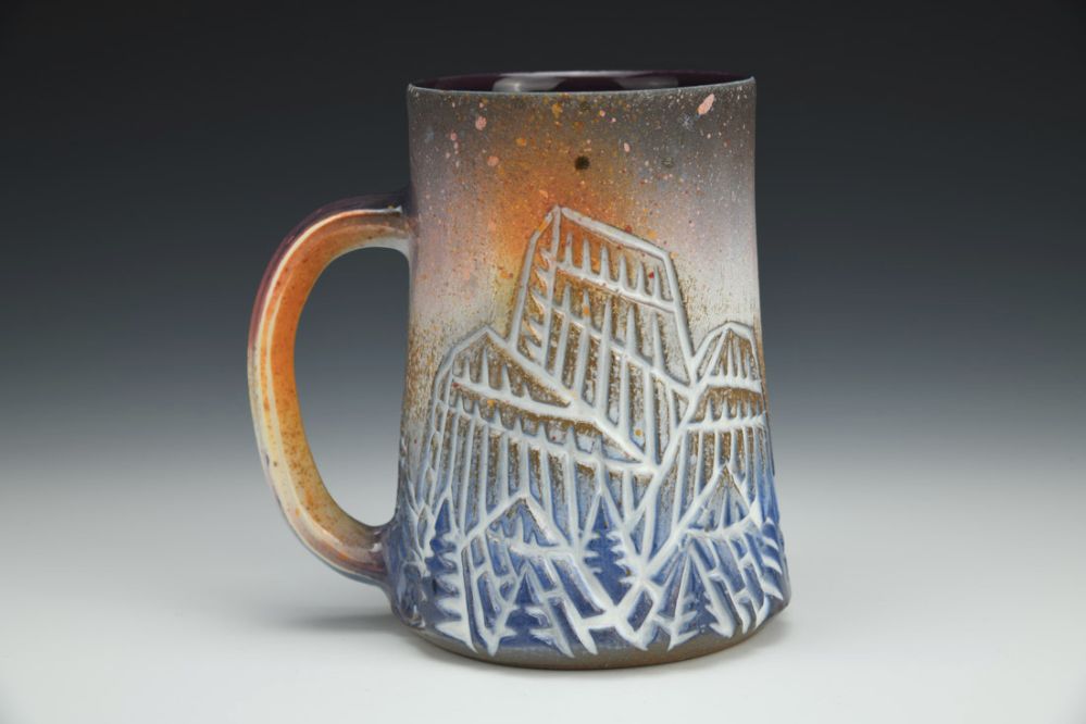 Mountain Forest Mug in Violet, Blue, and Orange