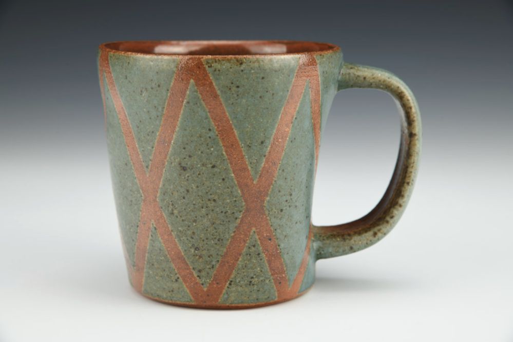 Green Cross-hatched Mug