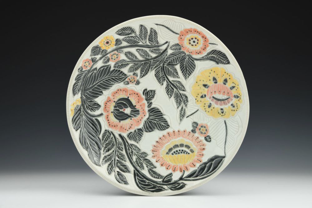 B+W+Pink Sgraffito Dish