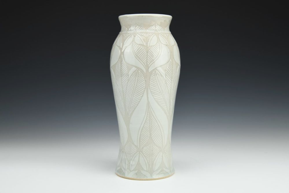 White Sgraffito Vase