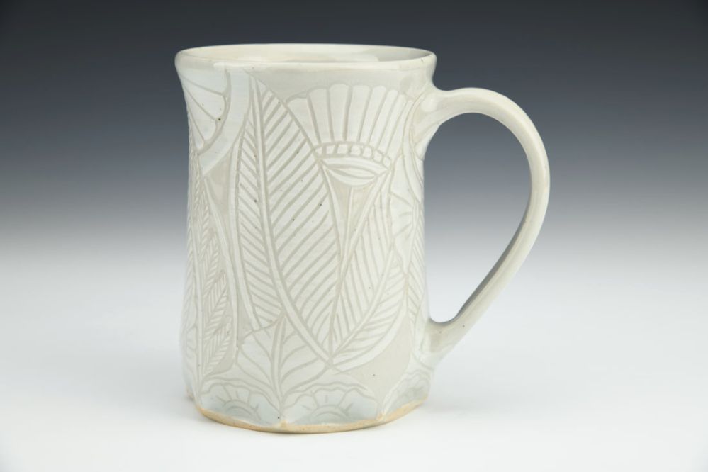 White Sgraffito Mug
