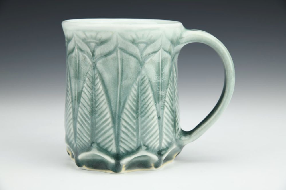 Carved Celadon Mug