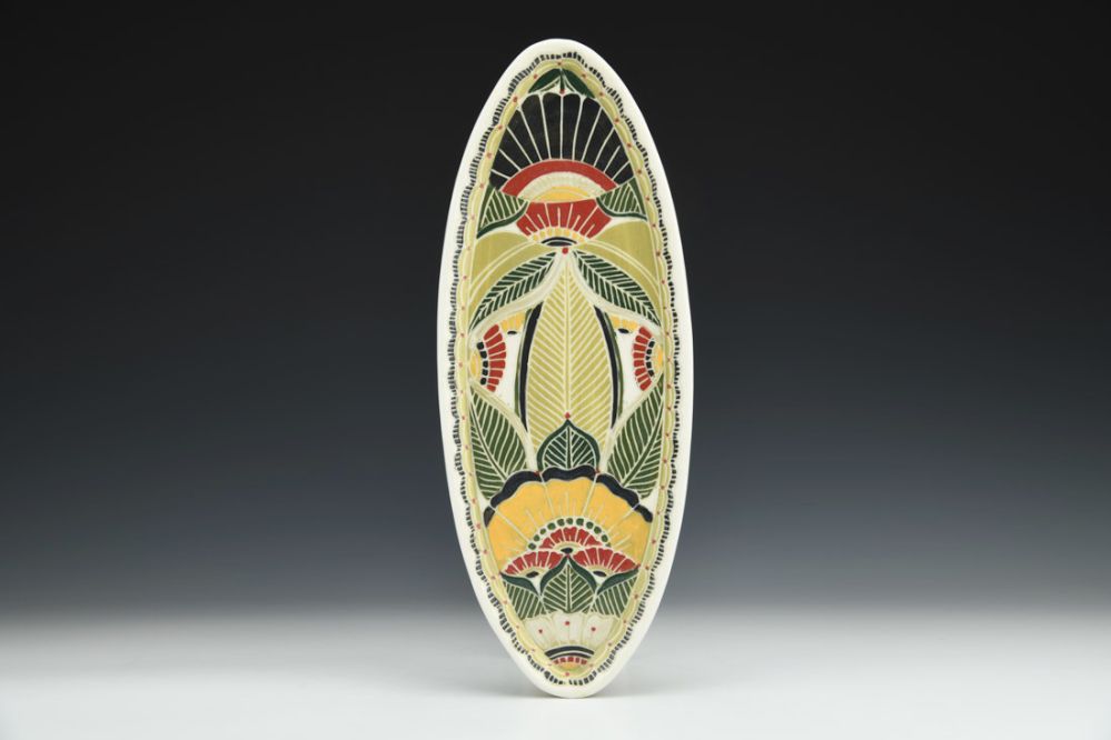 Small Oval Sgraffito Dish