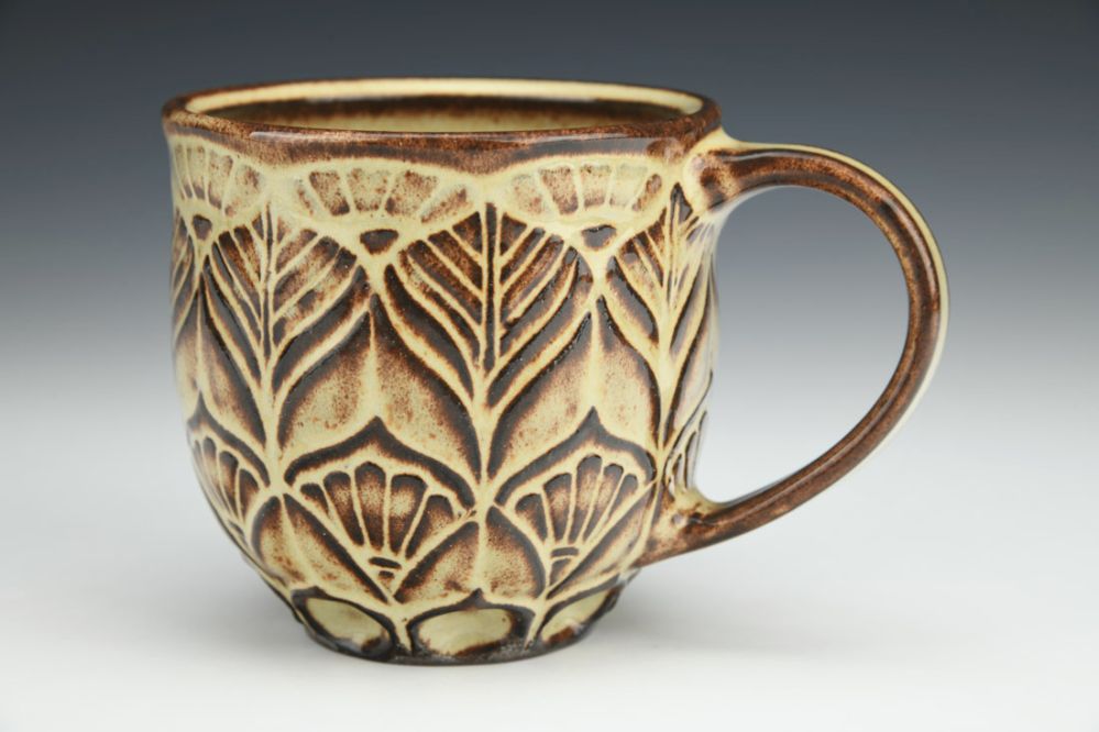 Chocolate Carved Shino Mug