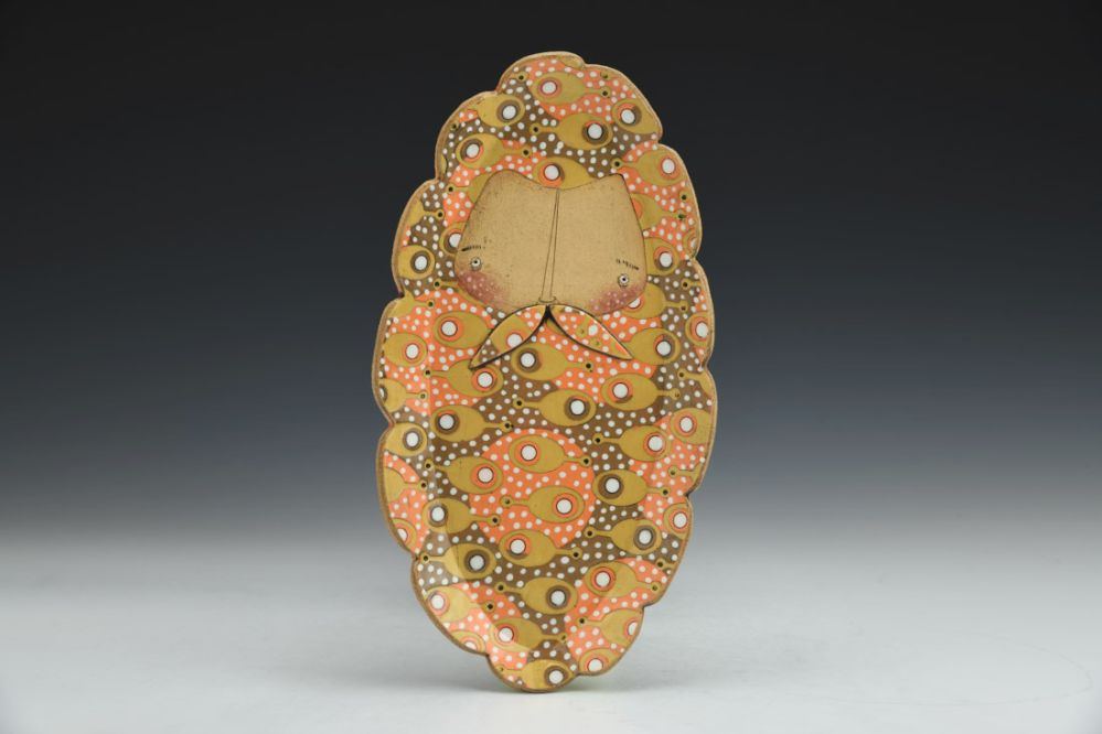 Narrow Side Plate - Orange White Dots