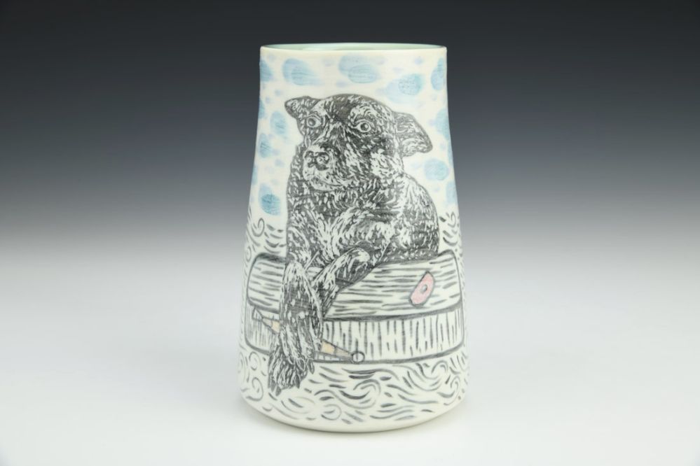 Dog With Trimming Tool, Brent Wheel, and Hands