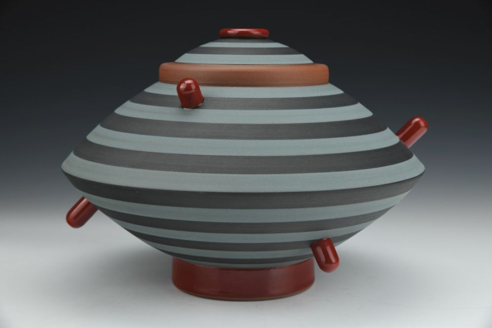 Black and Grey Covered Jar