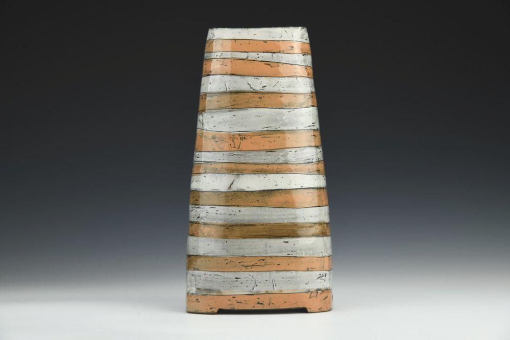 Vase - Orange and White Stripe