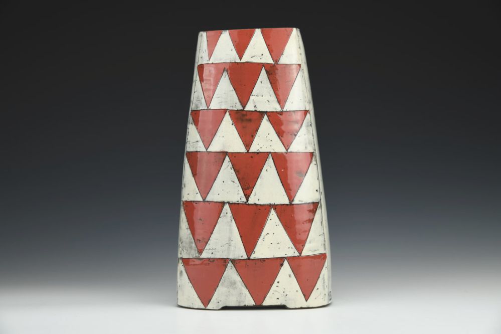Vase - Red and White Triangle