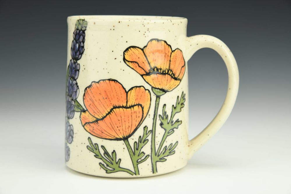 California Poppy and Lupine Mug