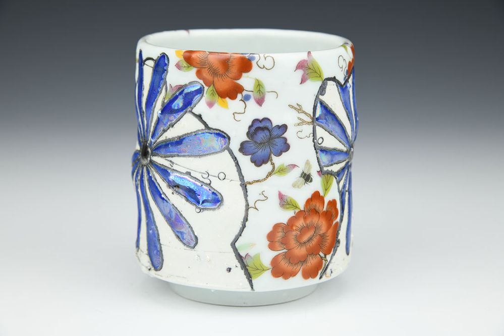 Celadon-Blue Flower Yunomi