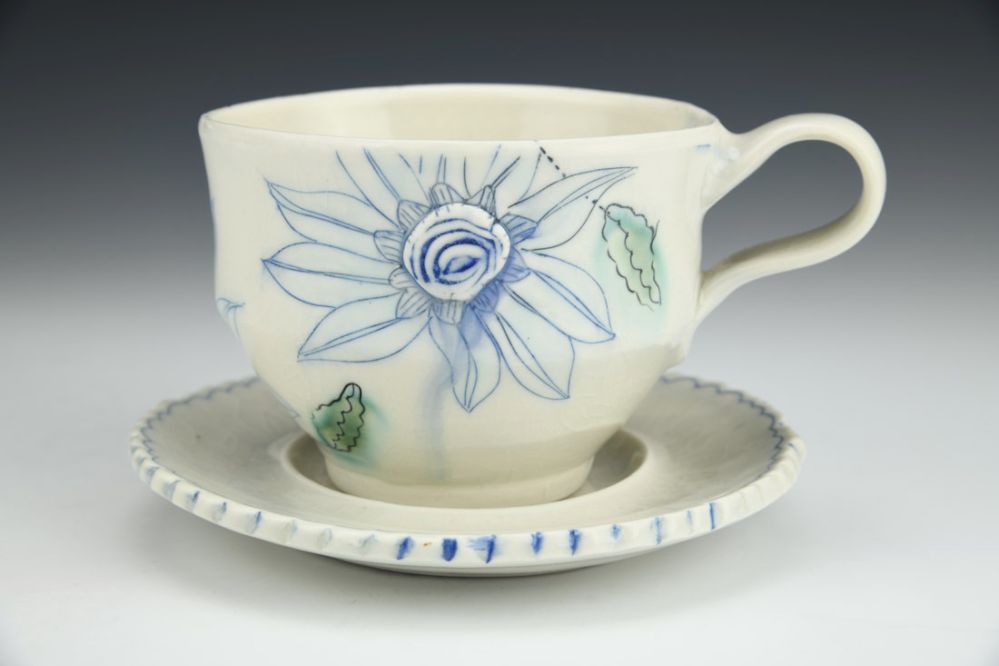 Teacup with Blue Inlay