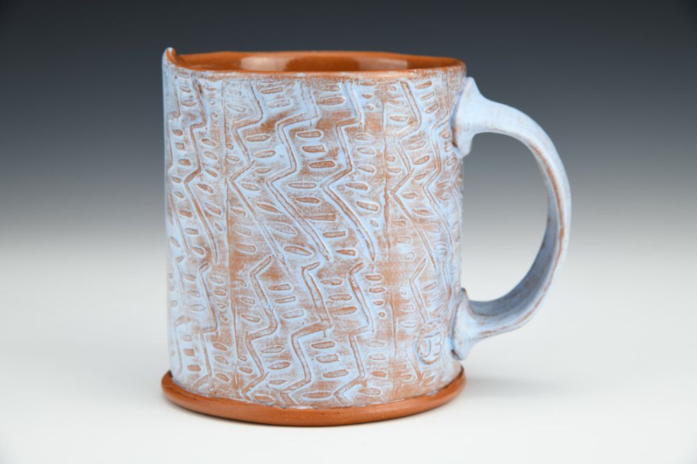 Light Blue Mug with Zigzag Texture