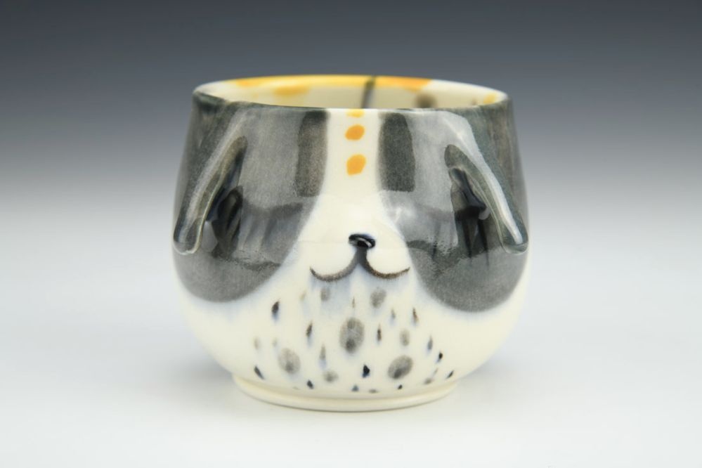 Grey Dog with Sunshine Rain Tumbler