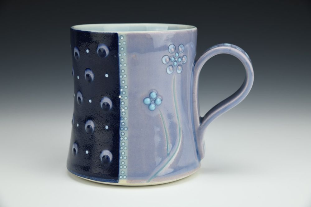 Mazarine & Lavender Flower Polka Dot Mug