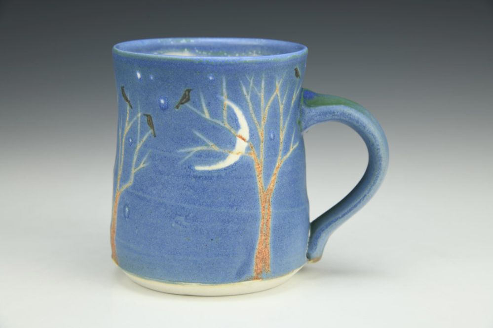 Small Cup - Night Sky Moon, Stars, and Murmurations