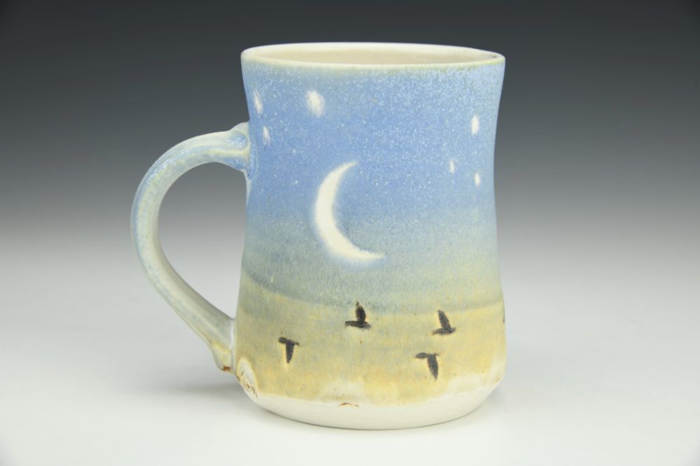 Small Cup - Dusk Sky Moon, Stars, and Murmurations