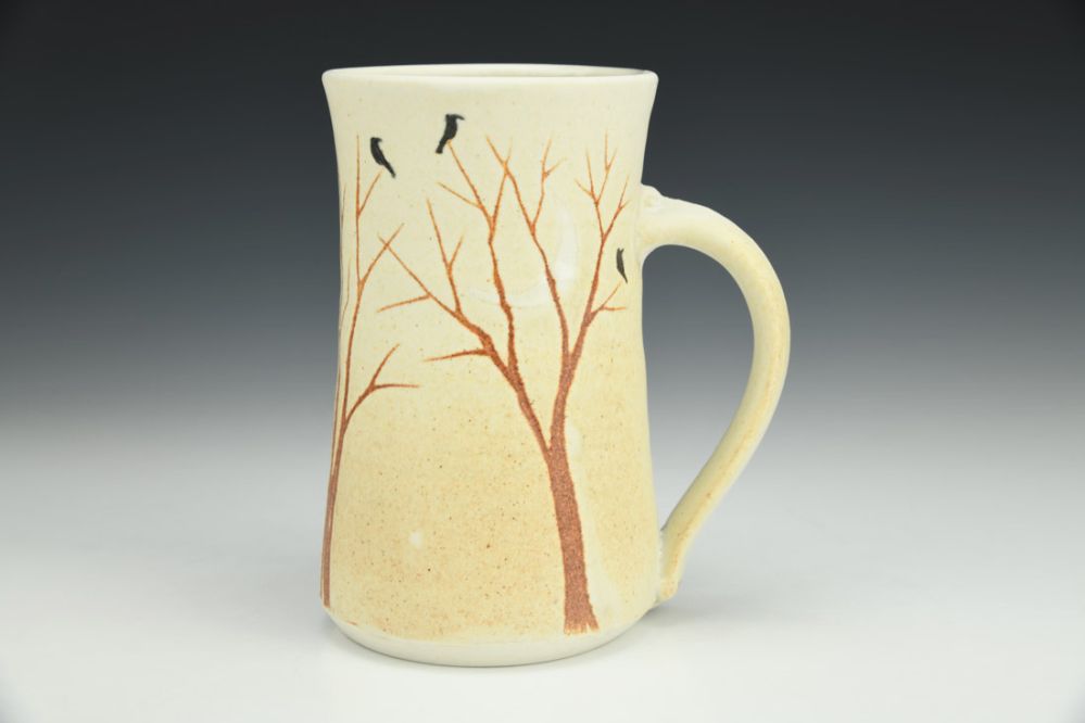 Cup - White with a Moon and Birds in Treetops