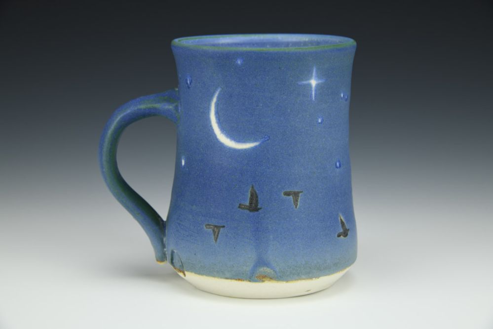 Small Cup - Night Sky Moon, Stars, and Murmurations