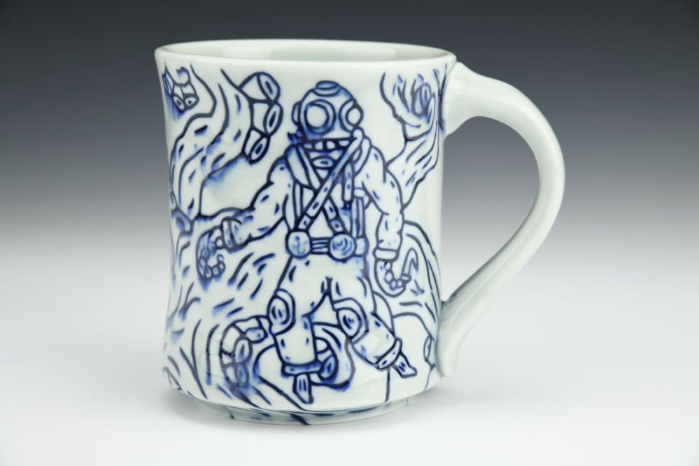 Diverman Fighting a Giant Octopus