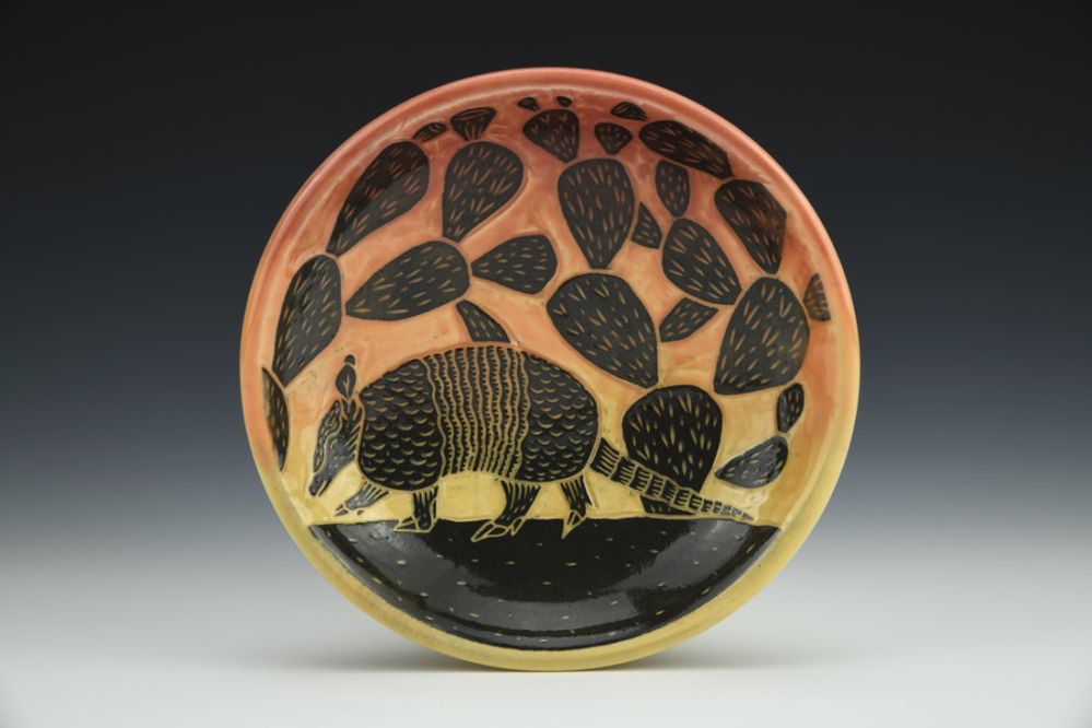 Armadillo and Cacti Plate