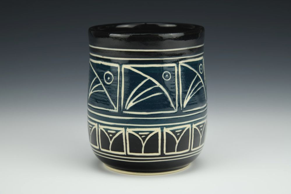Blue On Black Bell Tumbler