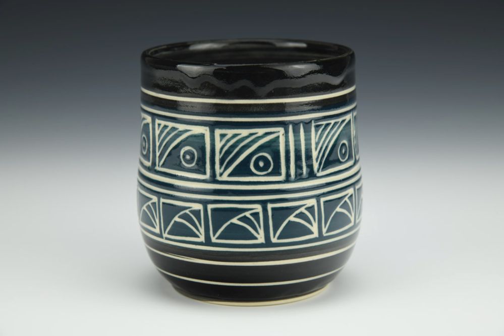 Blue On Black Bulbous Tumbler