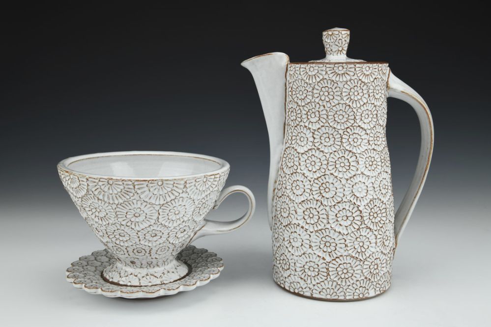 Floral Coffee Pourover with Saucer